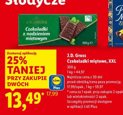 Czekoladki miętowe XXL J.D. Gross promocja w Lidl