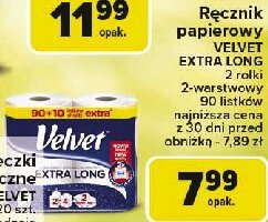 R臋cznik papierowy ch艂onny Velvet extra long promocja