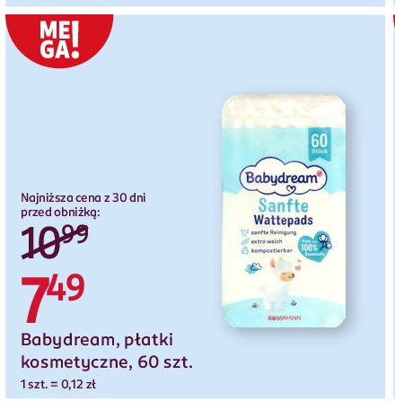 Płatki kosmetyczne Babydream promocja w Rossmann