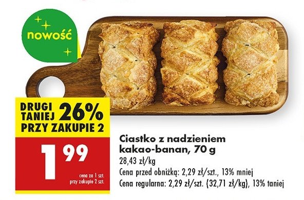 Ciastko z nadzieniem kakao-banan promocja w Biedronka