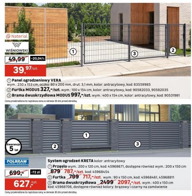 Panel ogrodzeniowy VERA Wiśniowski promocja w Leroy Merlin
