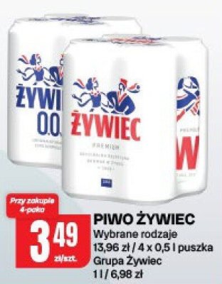 Piwo Żywiec Wybrane rodzaje 13,96 zł / 4 x 0,5 l puszka Grupa Żywiec promocja w Chorten