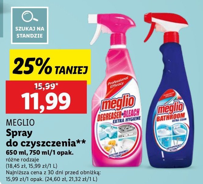 Spray do mycia łazienek Meglio promocja