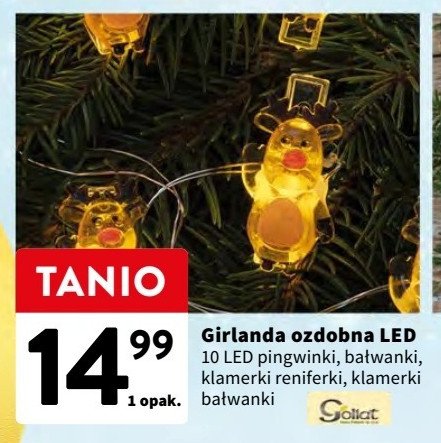 Girlanda ozdobna 10 led klamerki reniferki Goliat promocja