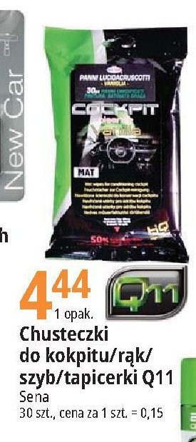 Chusteczki mokre do czyszczenia kokpitu waniliowe Q11 LEATHER CLEANER promocja