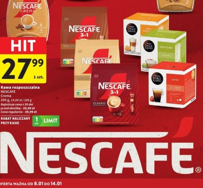Kawa rozpuszczalna NESCAFE Crema promocja w Intermarche