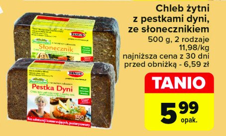 Chleb żytni z ziarnem słonecznikowym Benus promocja