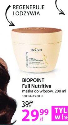 Maska do w艂os贸w od偶ywcza Biopoint full nutritive promocja