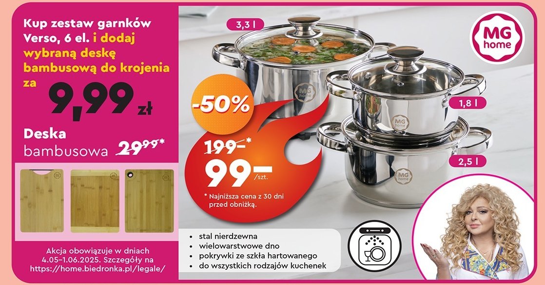 Deska do krojenia z bambusowego drewna Mg home promocja