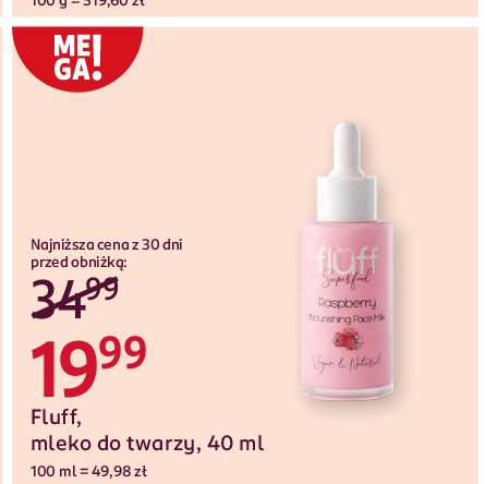 Mleko do twarzy malina Fluff superfood promocja w Rossmann