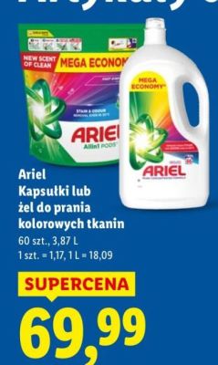Kapsułki do prania Ariel kolorowych tkanin promocja w Lidl