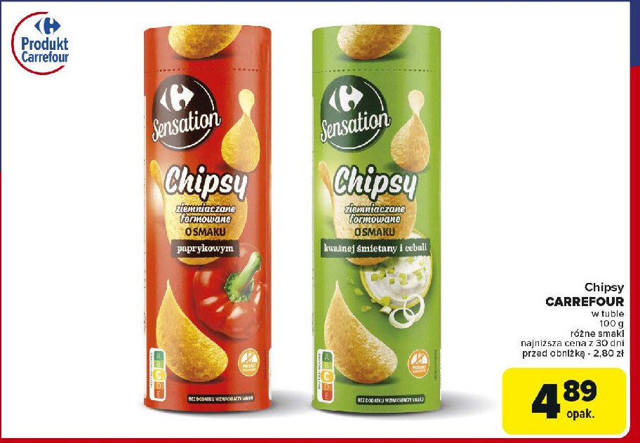 Chipsy o smaku kwaśnej śmietany i cebulki tubie promocja