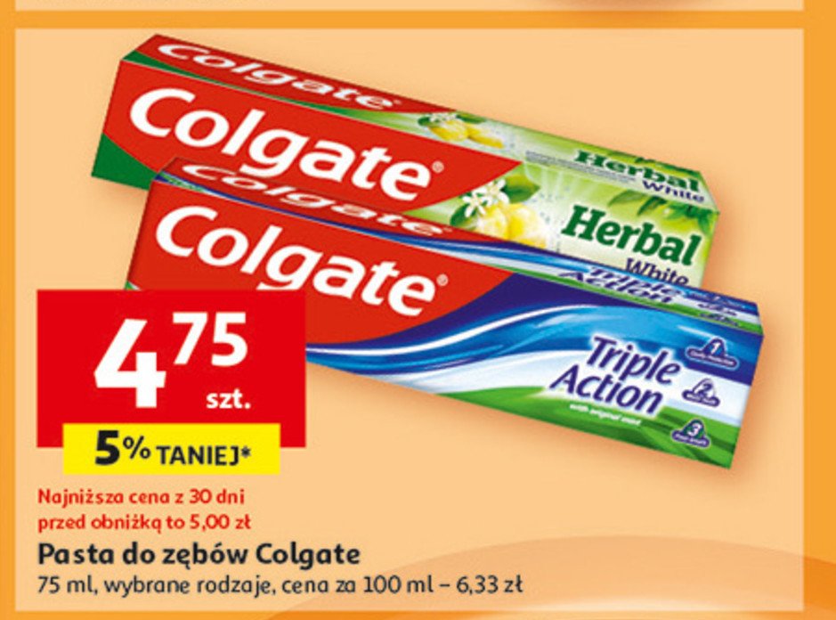 Pasta do zębów white Colgate herbal promocja w Auchan