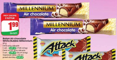 Baton Air chocolate White Bubble Millennium promocja w Dino