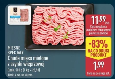 Chude mięso mielone z szynki wieprzowej promocja w Aldi