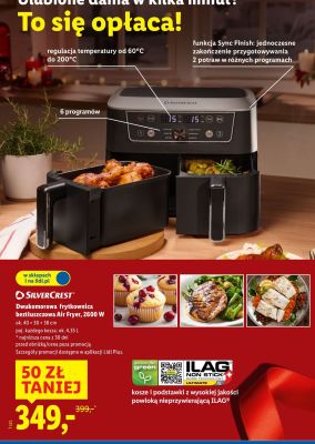 Frytkownica beztłuszczowa dwukomorowa SilverCrest Air Fryer, 2600 W promocja w Lidl