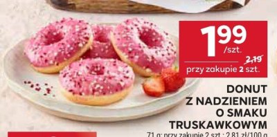 Donut z nadzieniem o smaku truskawkowym promocja w Stokrotka