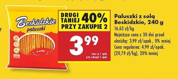 Paluszki z solą Aksam beskidzkie promocja w Biedronka