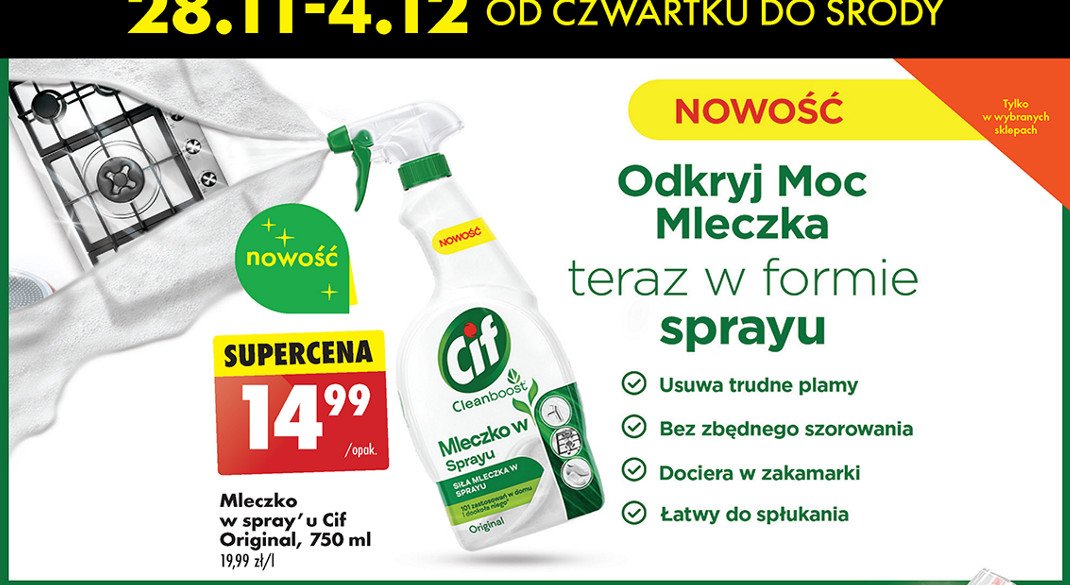 Mleczko w sprayu original Cif cream promocja w Biedronka