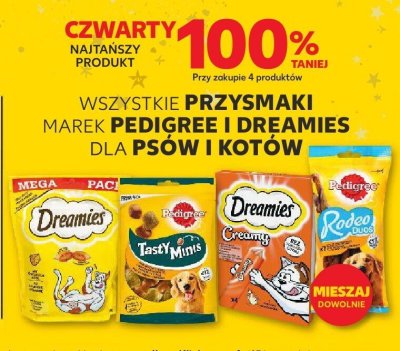 Wszystkie przysmaki Pedigree i Dreamies dla psów i kotów trzeci -100% promocja w Kaufland