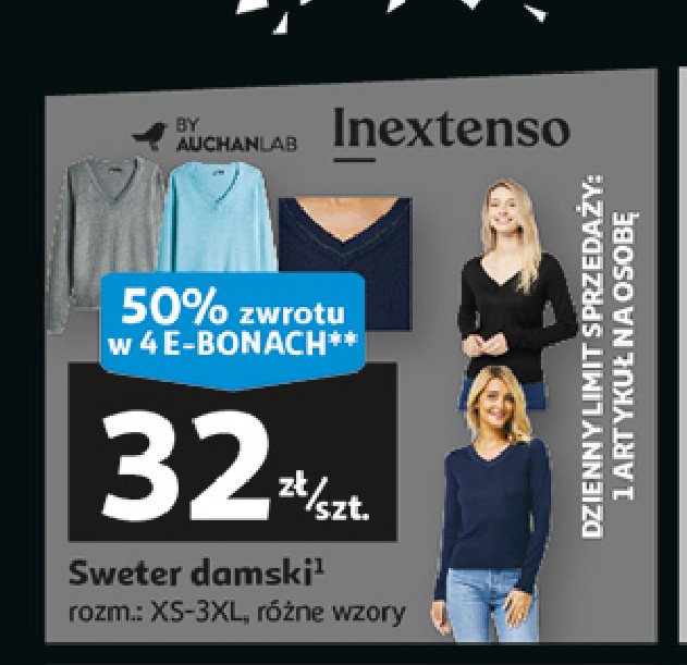 Sweter damski Auchan inextenso promocja