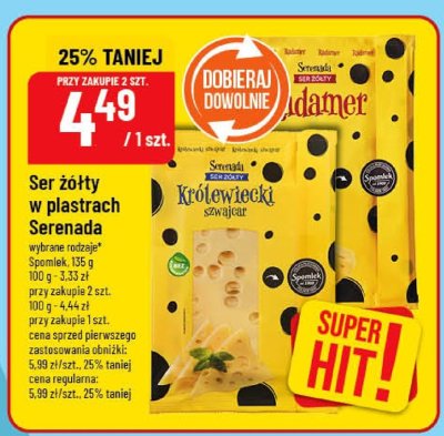 Ser żółty w plastrach Serenada Serenade Król Serenady Serenada Królewiecka Szwajcar promocja w POLOmarket