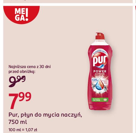 Płyn do naczyń malina i czerwona porzeczka Pur power promocja w Rossmann