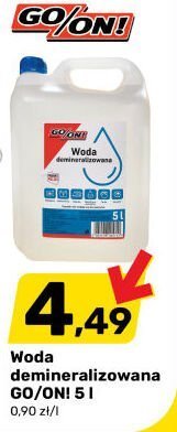 Woda demineralizowana 5 l GO/ON! promocja w Bricomarche