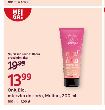 Mleczko do ciała malinowe Only bio Onlybio promocja w Rossmann