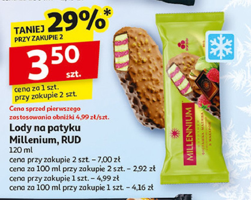 Lody millenium owocowe RUDD promocja w Auchan