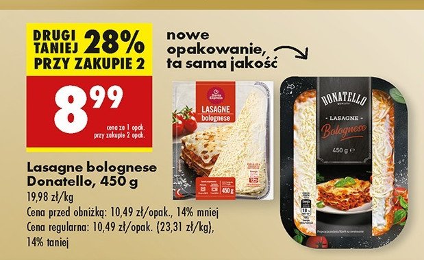 Lasagne bolognese Donatello promocja w Biedronka