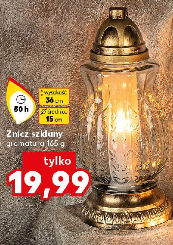 Znicz szklany 36 cm promocja w Kaufland