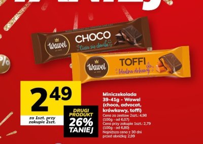 Minibaton czekolada 35-41g Wawel (toffi, krówkowy, toffi) promocja
