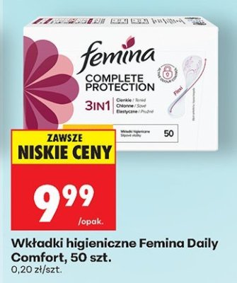 Wkładki higieniczne Femina Daily Comfort, 50 szt. promocja w Biedronka