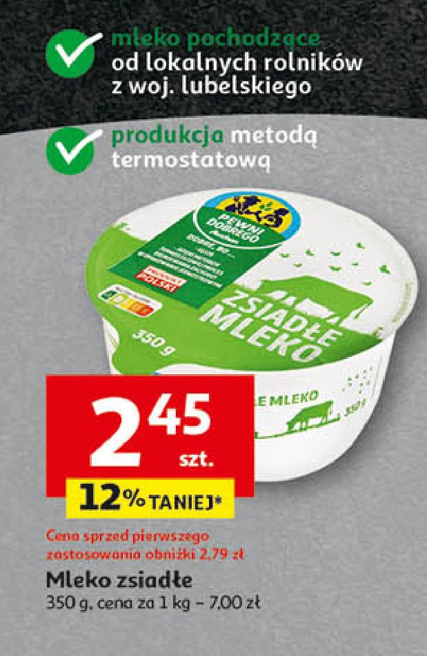 Mleko zsiadłe Auchan pewni dobrego promocja