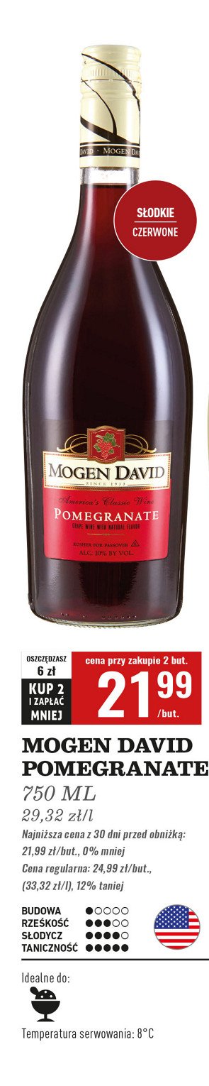 Wino Mogen david pomegranate promocja w Biedronka