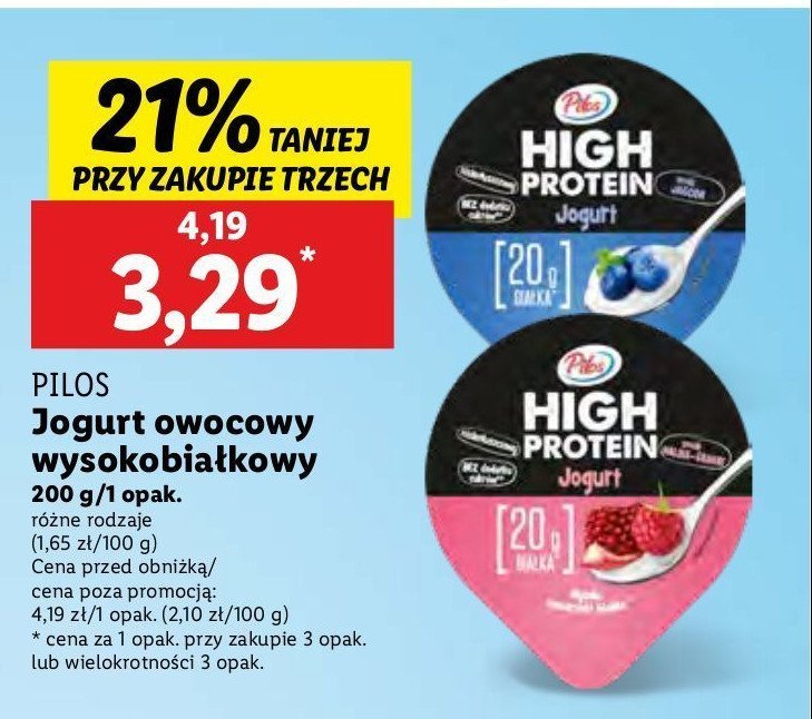 Jogurt jagodowy PILOS HIGH PROTEIN promocja