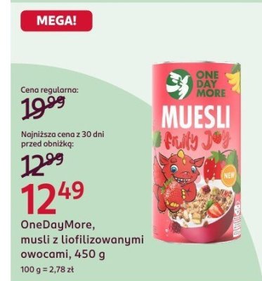 Musli z liofilizowanymi owocami OneDayMore, 450 g promocja w Rossmann
