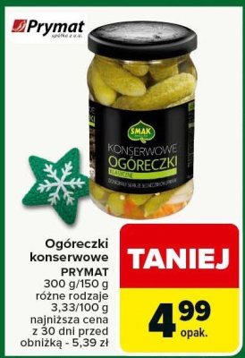 Ogóreczki konserwowe PRYMAT promocja w Carrefour