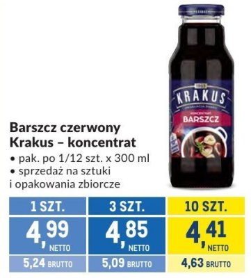 Barszcz czerwony Krakus - koncentrat promocja w Makro