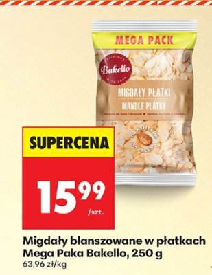 Migdały blanszowane w płatkach Mega Paka, 250 g promocja w Biedronka