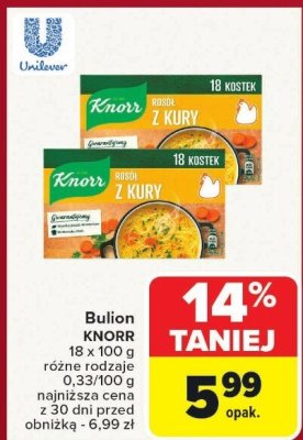 Bulion z kury Knorr różne rodzaje promocja w Carrefour