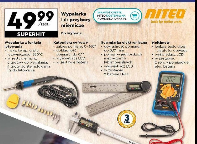 Kątomierz cyfrowy Niteo tools promocja w Biedronka
