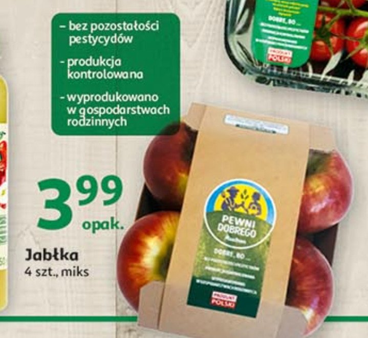 Jabłka golden Auchan pewni dobrego promocja