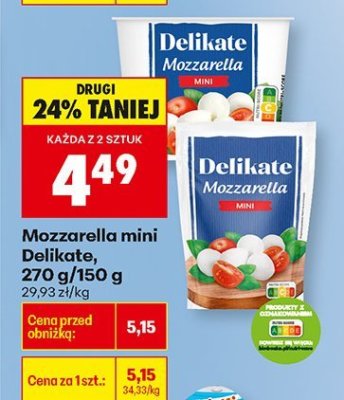 Mozzarella mini Delikate, 270 g/150 g promocja w Biedronka