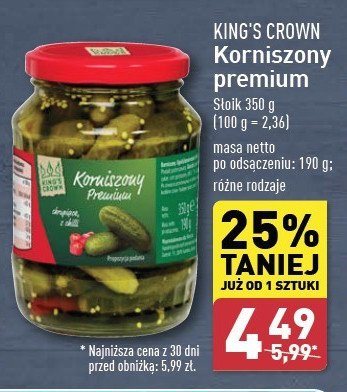 Korniszony premium z chili King's crown (aldi) promocja