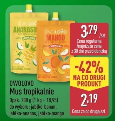 Mus Owolovo tropikalnie 200g promocja w Aldi