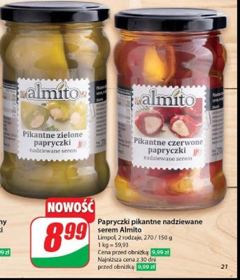Papryczki czerwone ostre nadziewane kremowym serem Almito promocja