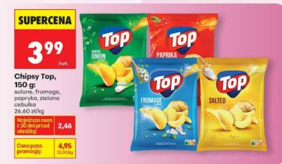Chipsy Top 150 g solone, fromage, papryka, zielona cebulka promocja w Biedronka