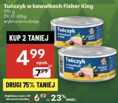 Tuńczyk w kawałkach Fisher King wybrane rodzaje promocja w Delikatesy Centrum
